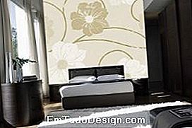 (Modern Style) quarto tecido pano bege e branco flores - Evelin Milanesi