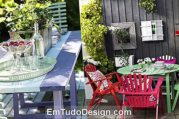 Färgglada trädgårdsmöbler: schäslong, hängmatta och solstolar